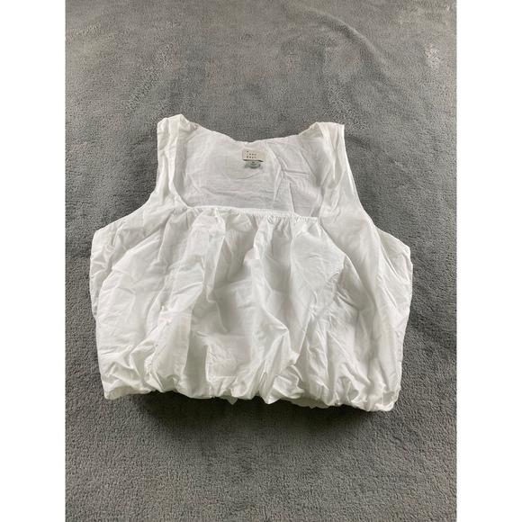 a new day Tops - A New Day Womens White Square Neck Bubble Hem Tank Top Sleeveless Size M